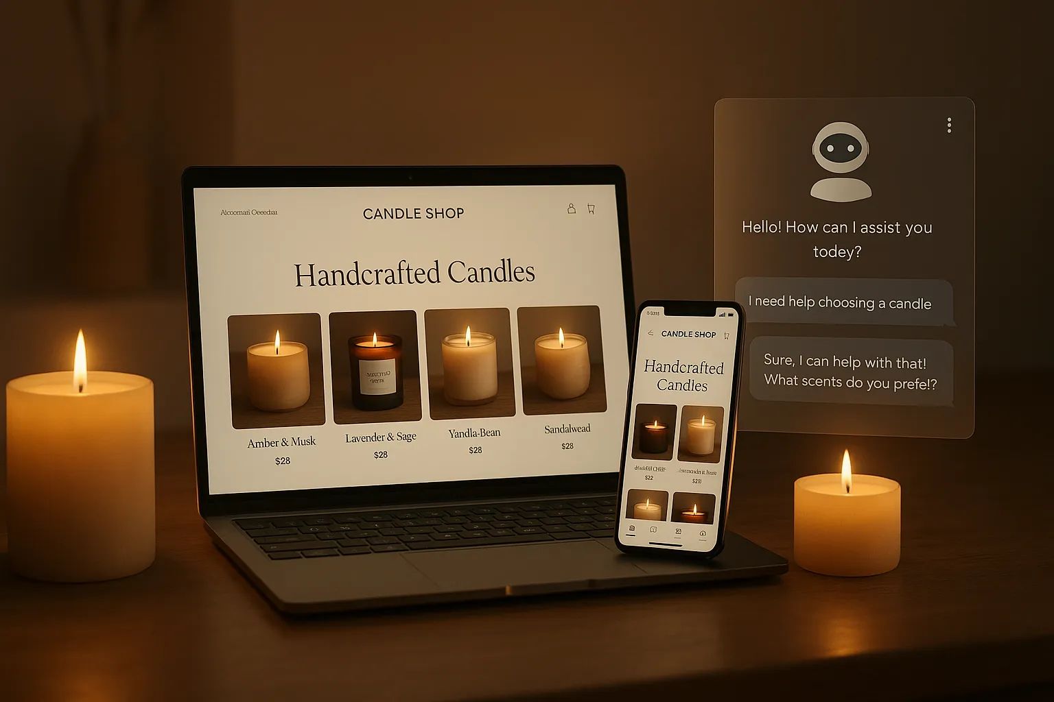 AI chatbot pre e-shop so sviečkami: praktický sprievodca